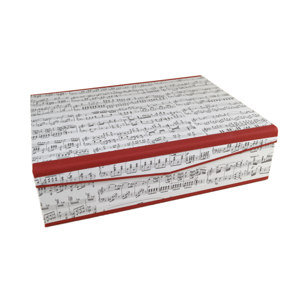 Music box with red linen edges, magnetic box, for large music books